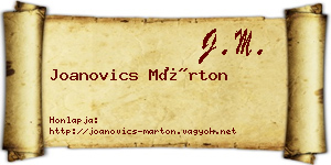 Joanovics Márton névjegykártya